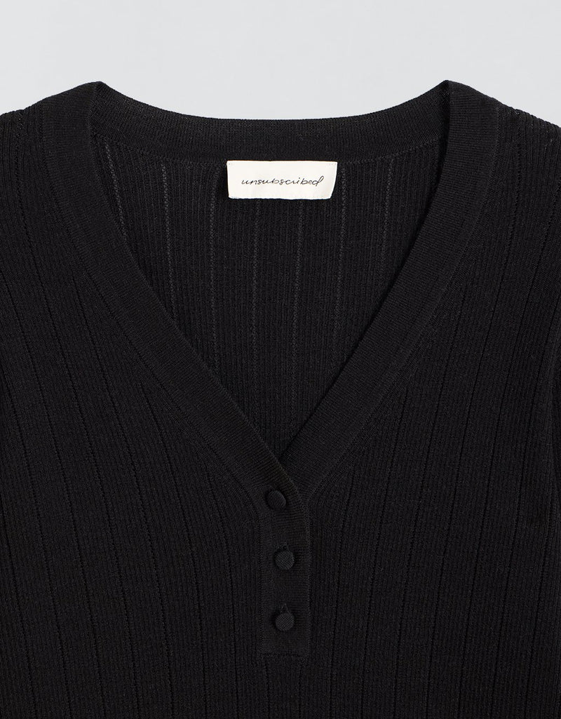 Unsubscribed Ribbed Henley Sweater