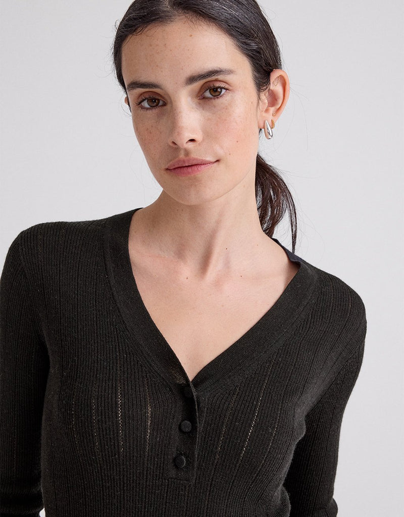 Unsubscribed Ribbed Henley Sweater
