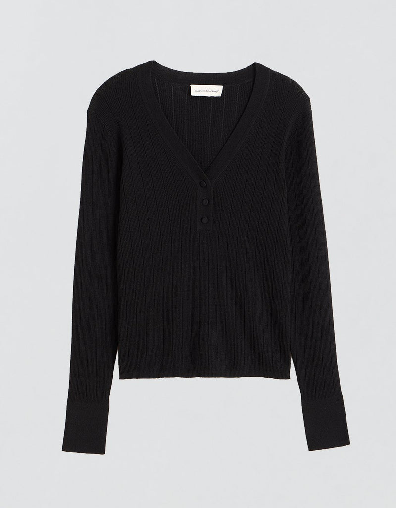 Unsubscribed Ribbed Henley Sweater