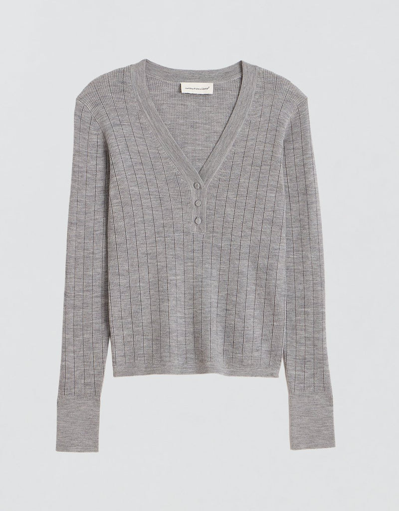 Unsubscribed Ribbed Henley Sweater
