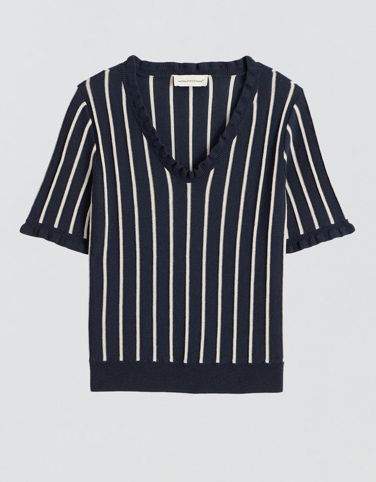 Unsubscribed Ruffle V-Neck Sweater