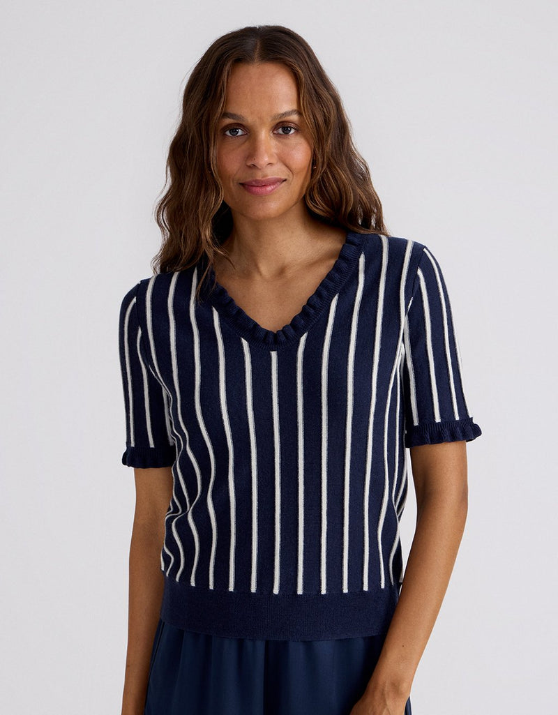 Unsubscribed Ruffle V-Neck Sweater
