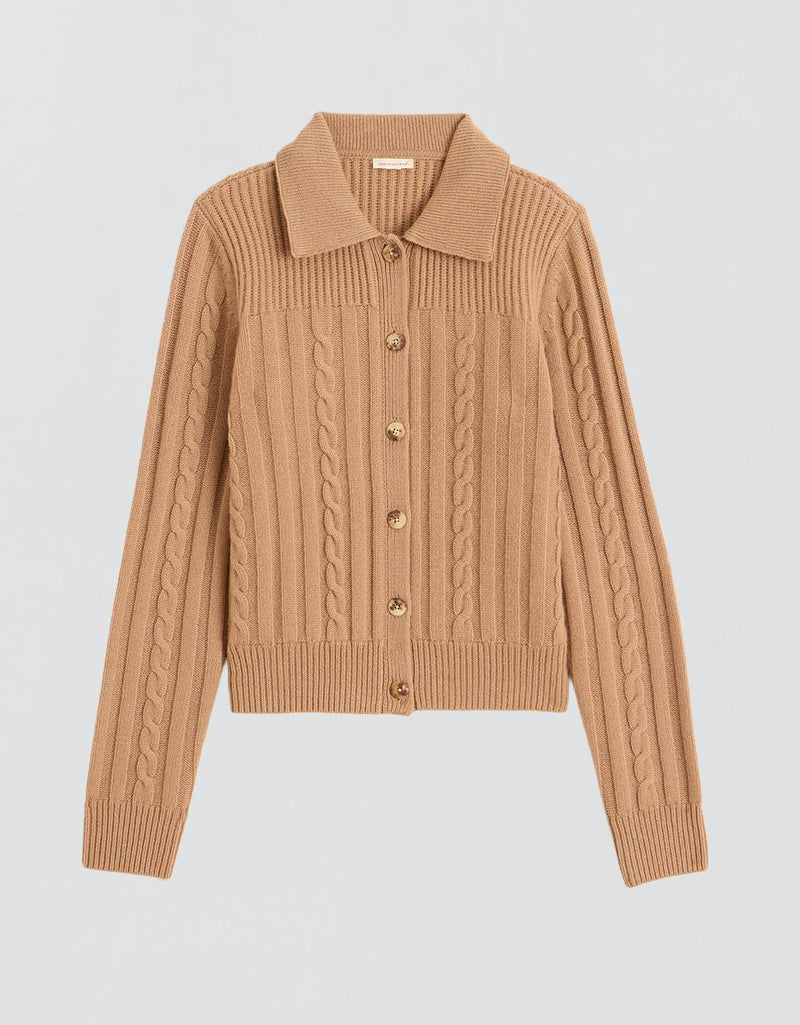 Unsubscribed Cableknit Cardigan with Suede