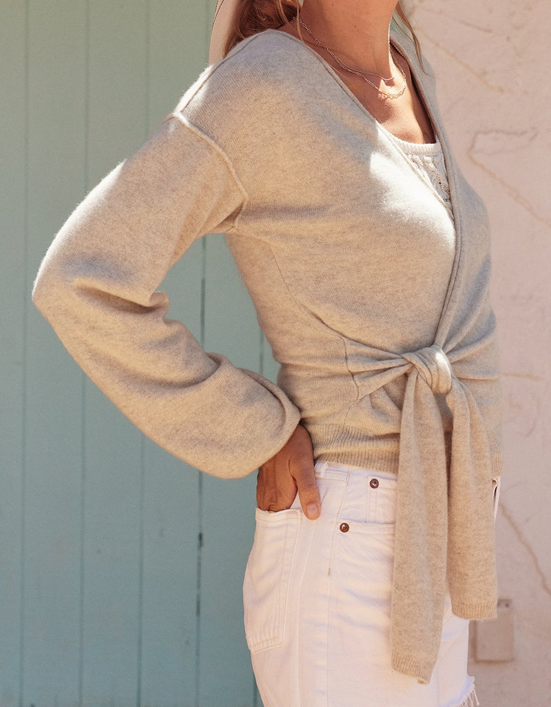 Unsubscribed Everyday-Weight Cashmere Tie Waist Sweater