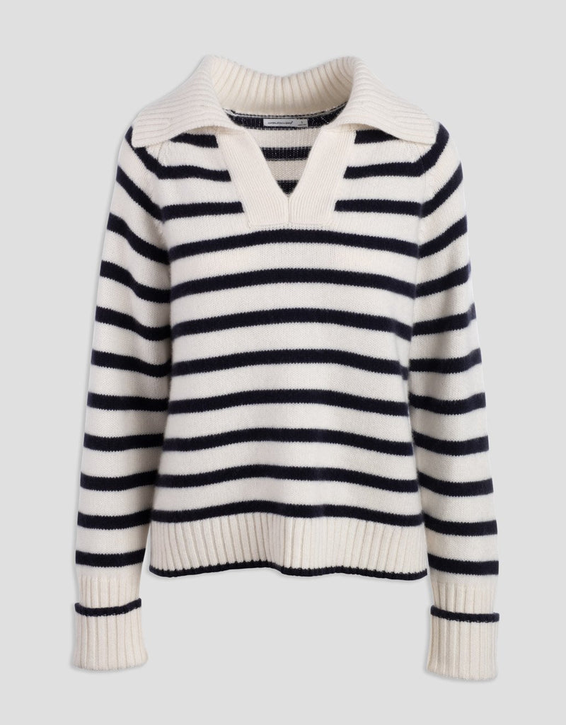 unsubscribed striped cashmere polo sweater