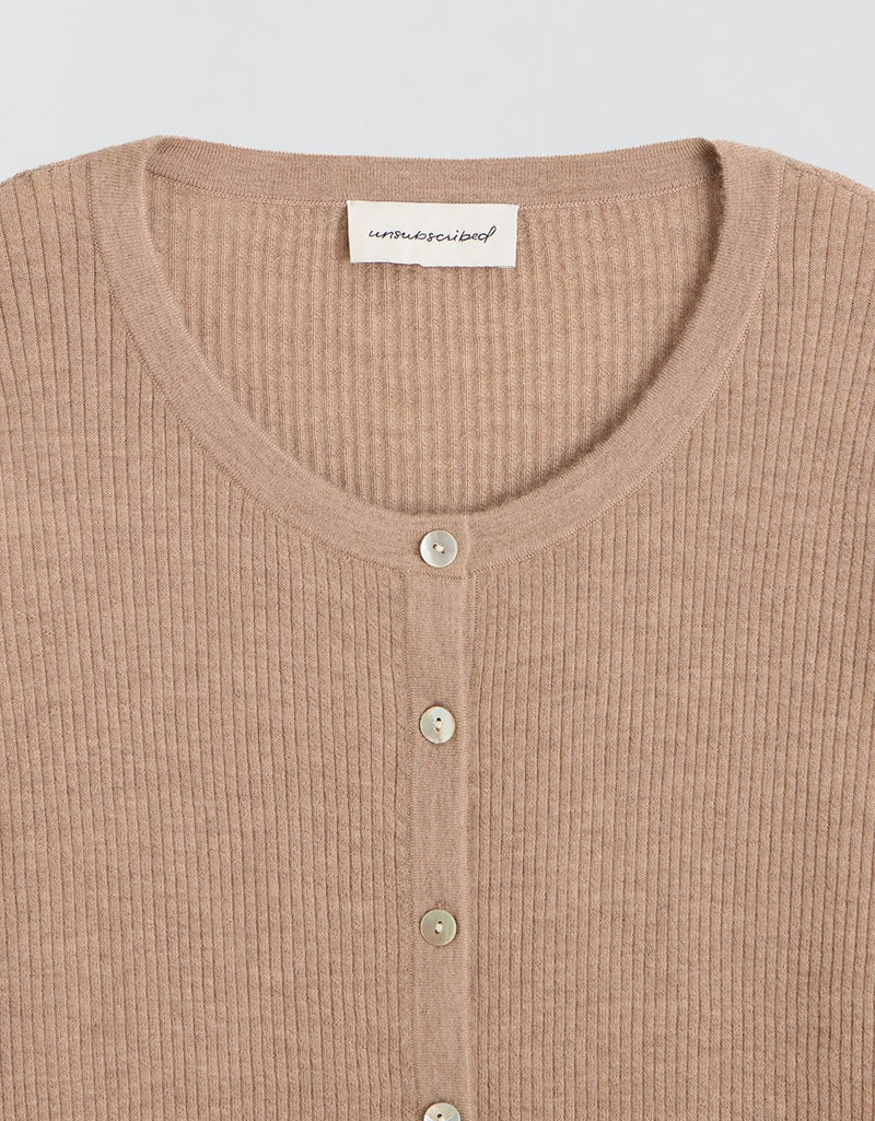 Unsubscribed Whisper-Weight Cashmere Ribbed Cardigan
