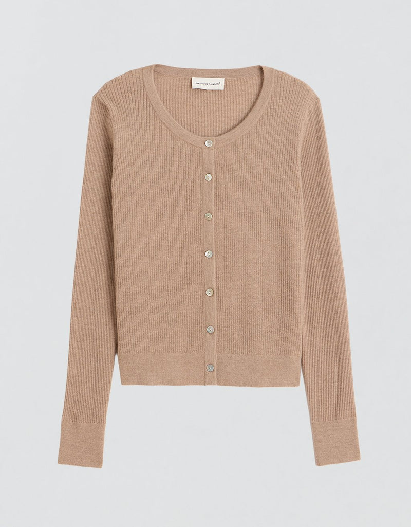Unsubscribed Whisper-Weight Cashmere Ribbed Cardigan