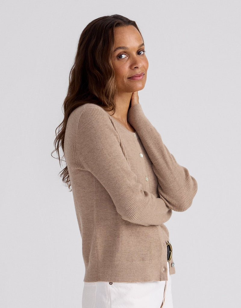 Unsubscribed Whisper-Weight Cashmere Ribbed Cardigan