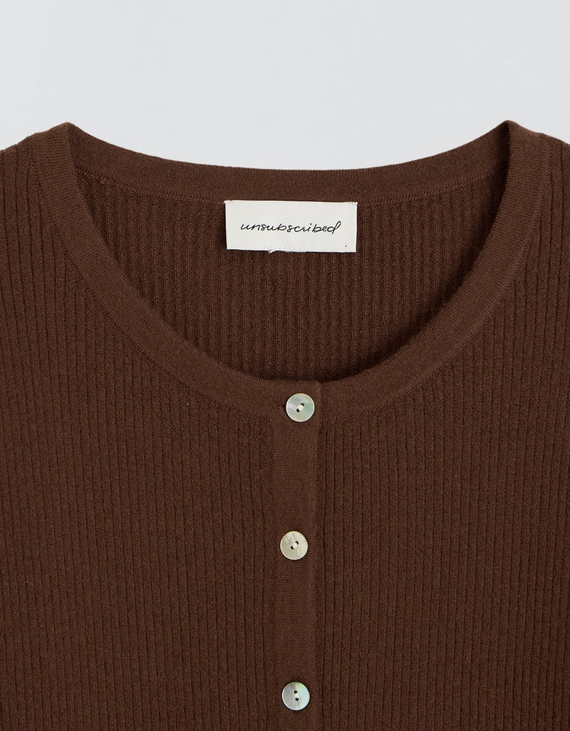 Unsubscribed Whisper-Weight Cashmere Ribbed Cardigan