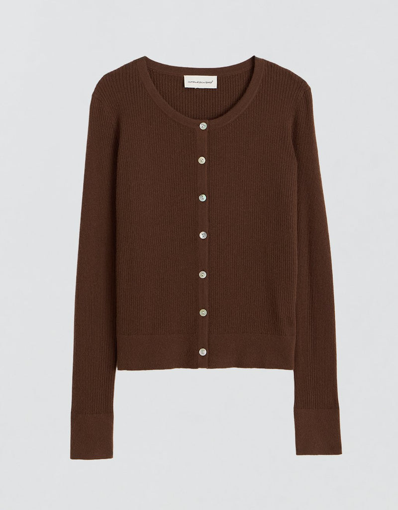 Unsubscribed Whisper-Weight Cashmere Ribbed Cardigan