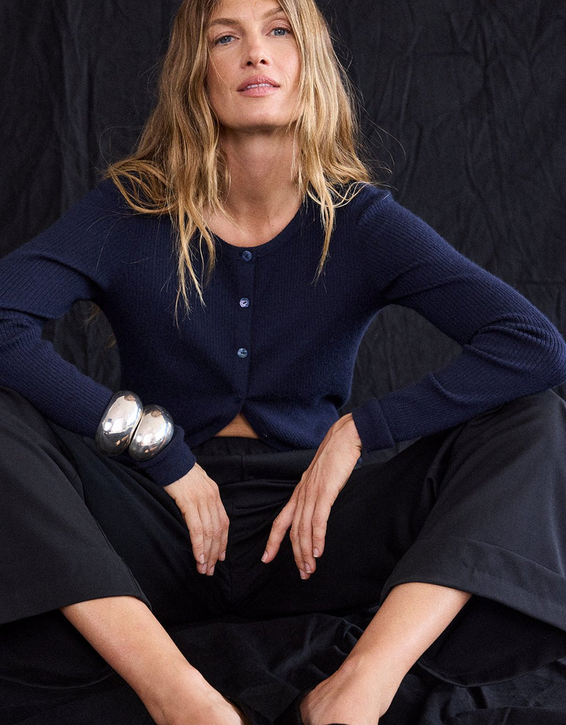 Unsubscribed Whisper-Weight Cashmere Ribbed Cardigan