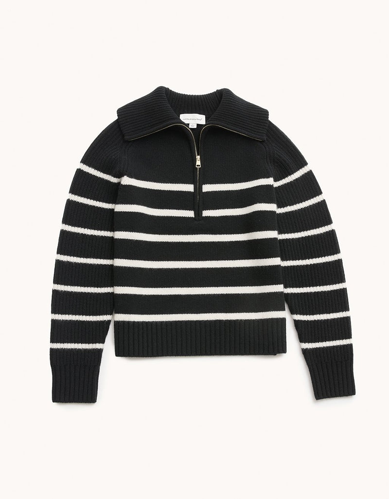 Unsubscribed Ribbed Winter-Weight Cashmere Half-Zip Sweater