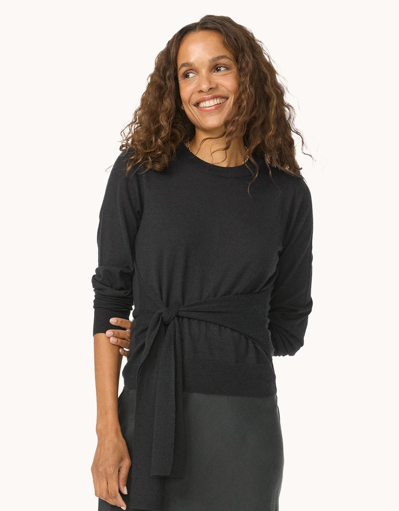 Unsubscribed Whisper-Weight Cashmere Tie Waist Sweater