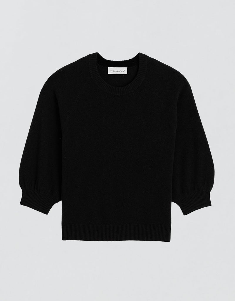 Unsubscribed Everyday-Weight Cashmere Puff Sleeve Sweater