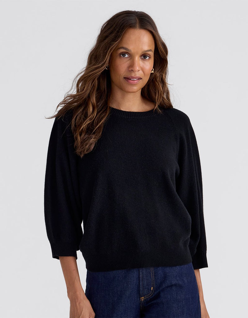 Unsubscribed Everyday-Weight Cashmere Puff Sleeve Sweater