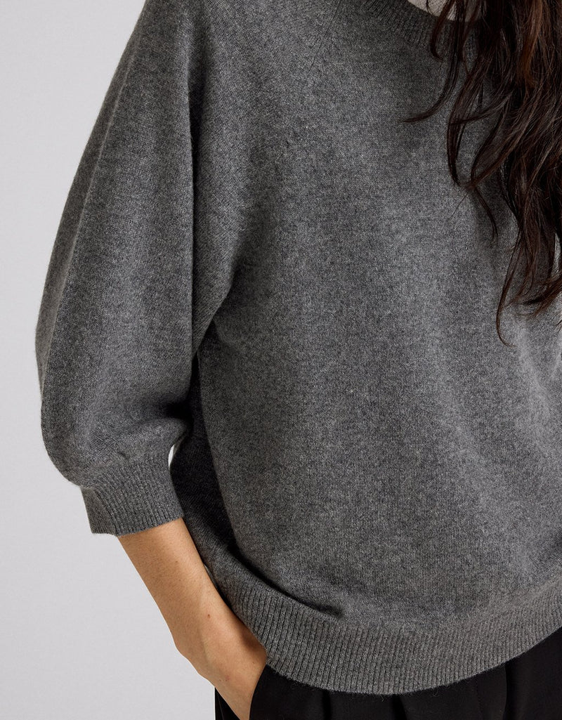 Unsubscribed Everyday-Weight Cashmere Puff Sleeve Sweater