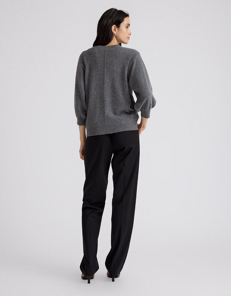 Unsubscribed Everyday-Weight Cashmere Puff Sleeve Sweater