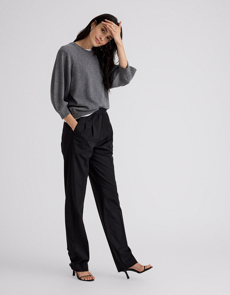 Unsubscribed Everyday-Weight Cashmere Puff Sleeve Sweater