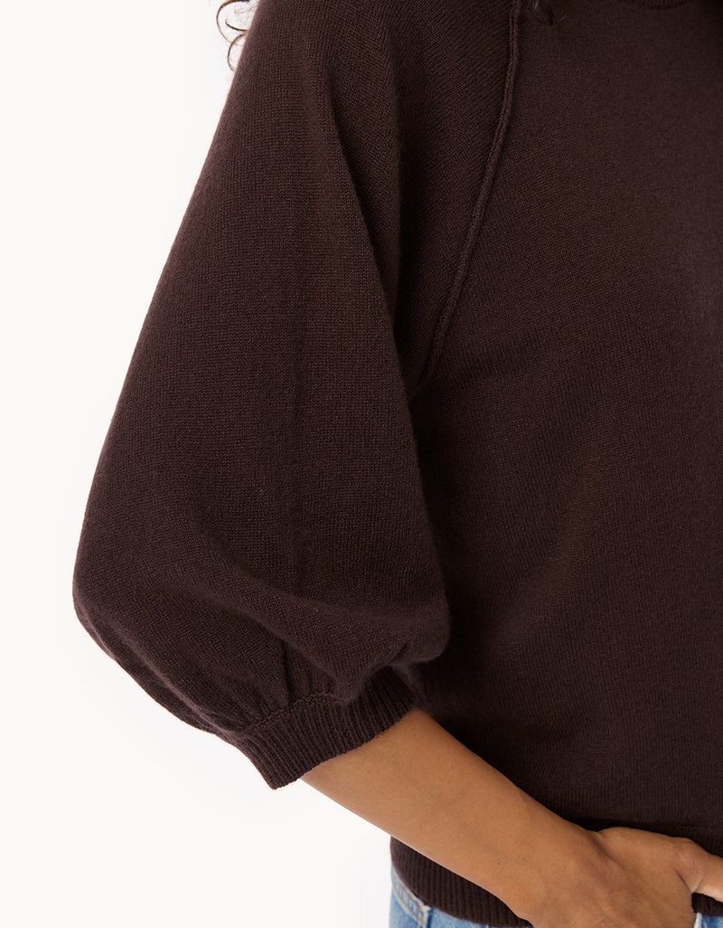 Unsubscribed Everyday-Weight Cashmere Puff Sleeve Sweater