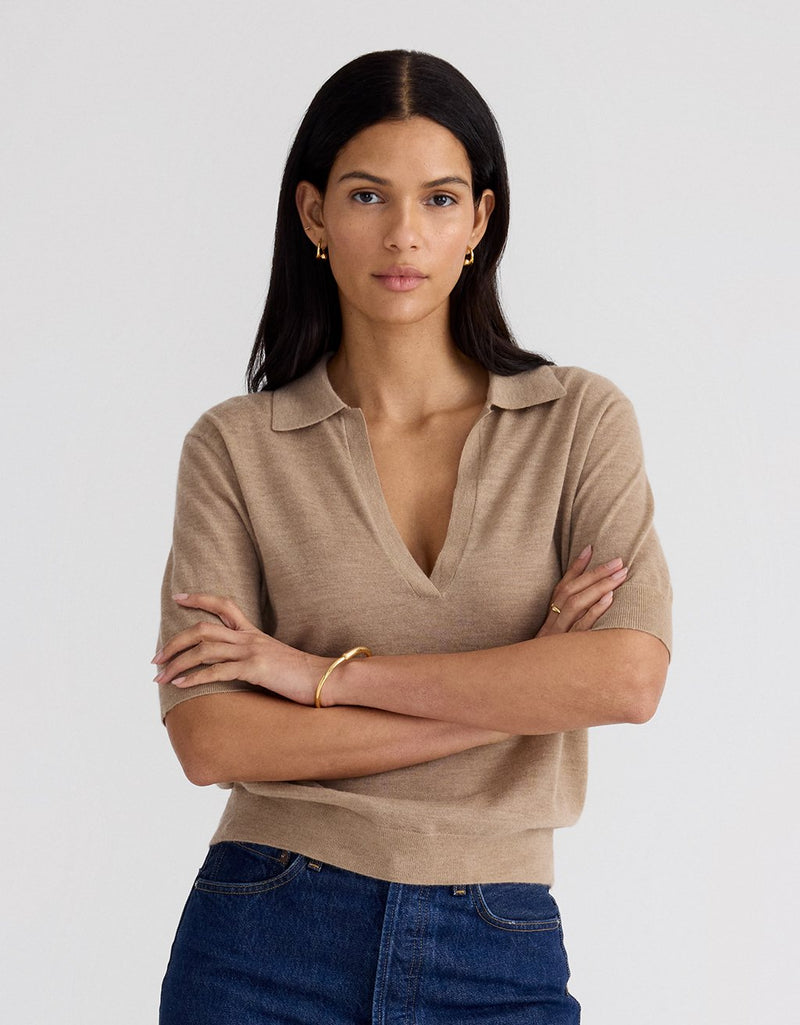Unsubscribed Whisper-Weight Cashmere Polo Sweater