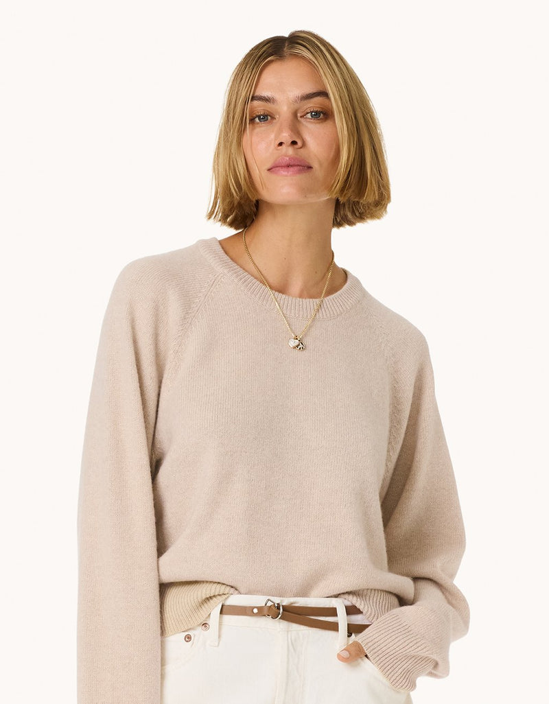 Unsubscribed Cocoon-Weight Shimmer Cashmere Raglan Sweater