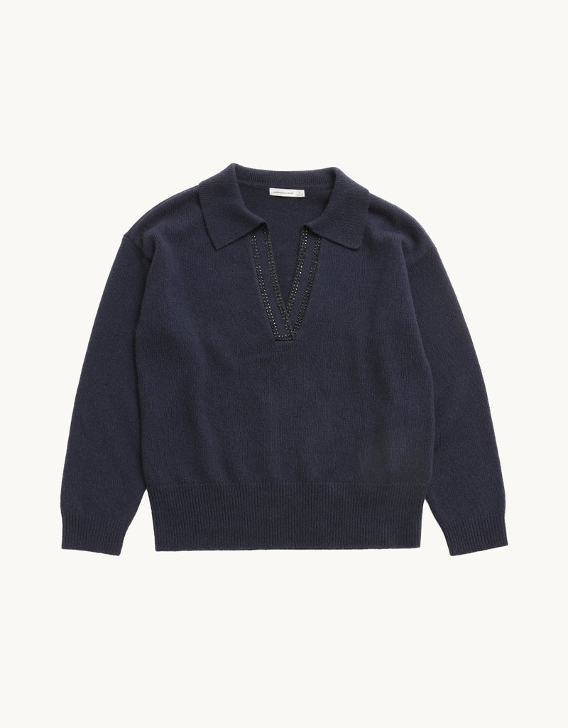 Unsubscribed Cocoon-Weight Cashmere Jewel Polo Sweater