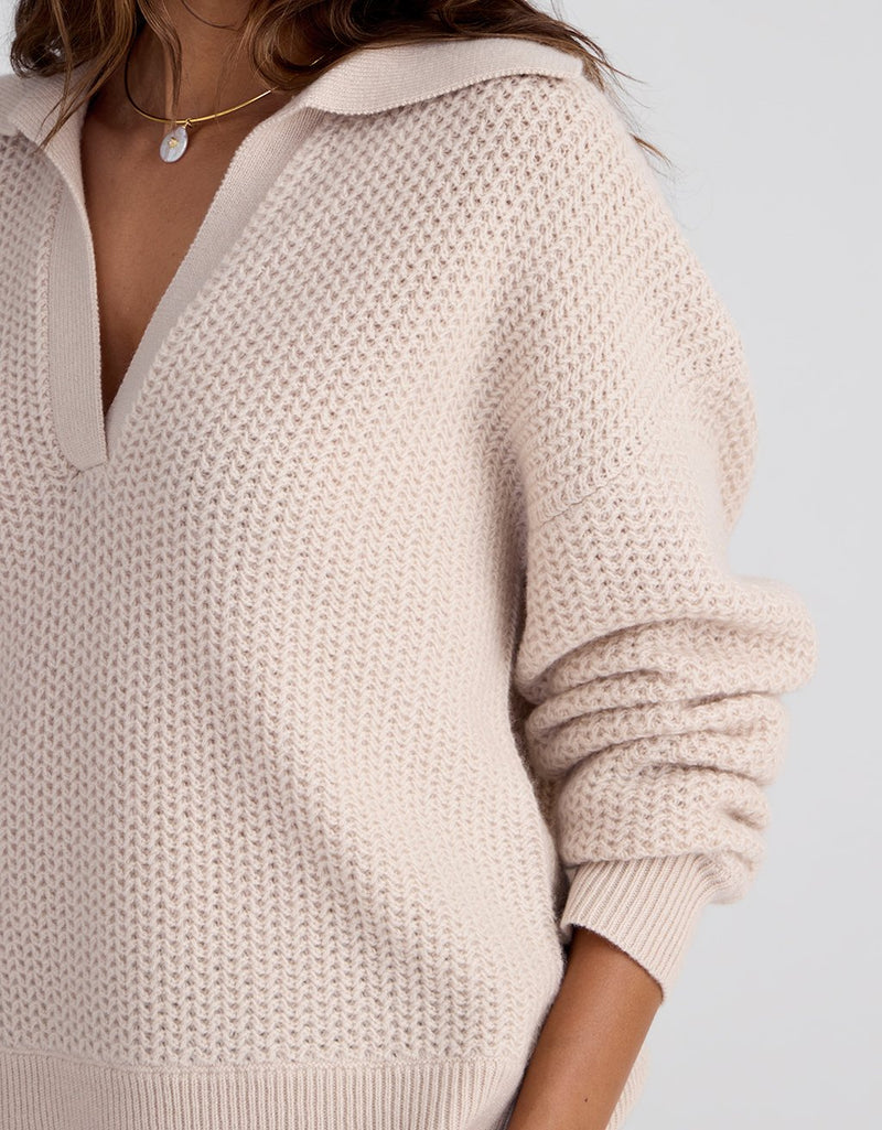 Unsubscribed Cocoon-Weight Cashmere Polo Sweater