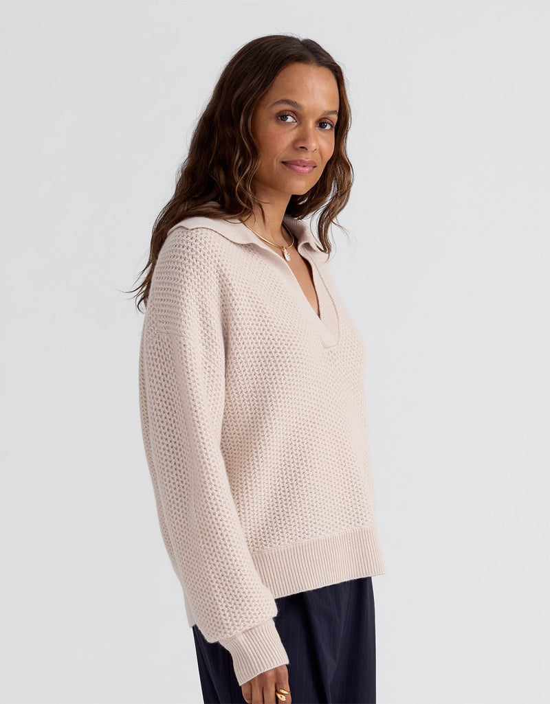 Unsubscribed Cocoon-Weight Cashmere Polo Sweater