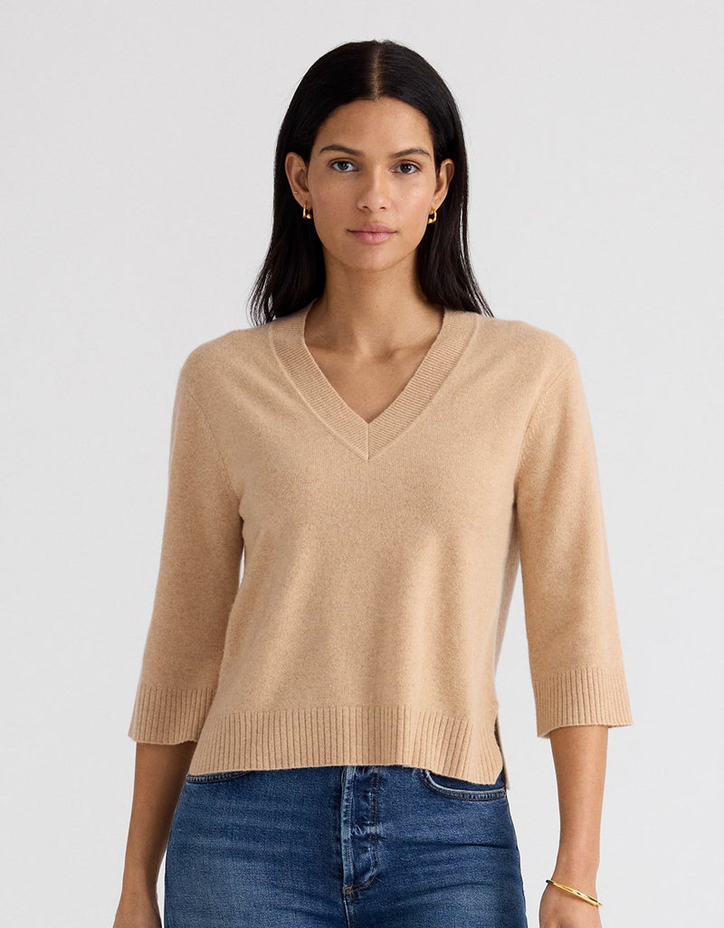 Unsubscribed Everyday-Weight Cashmere Boxy V-Neck Sweater