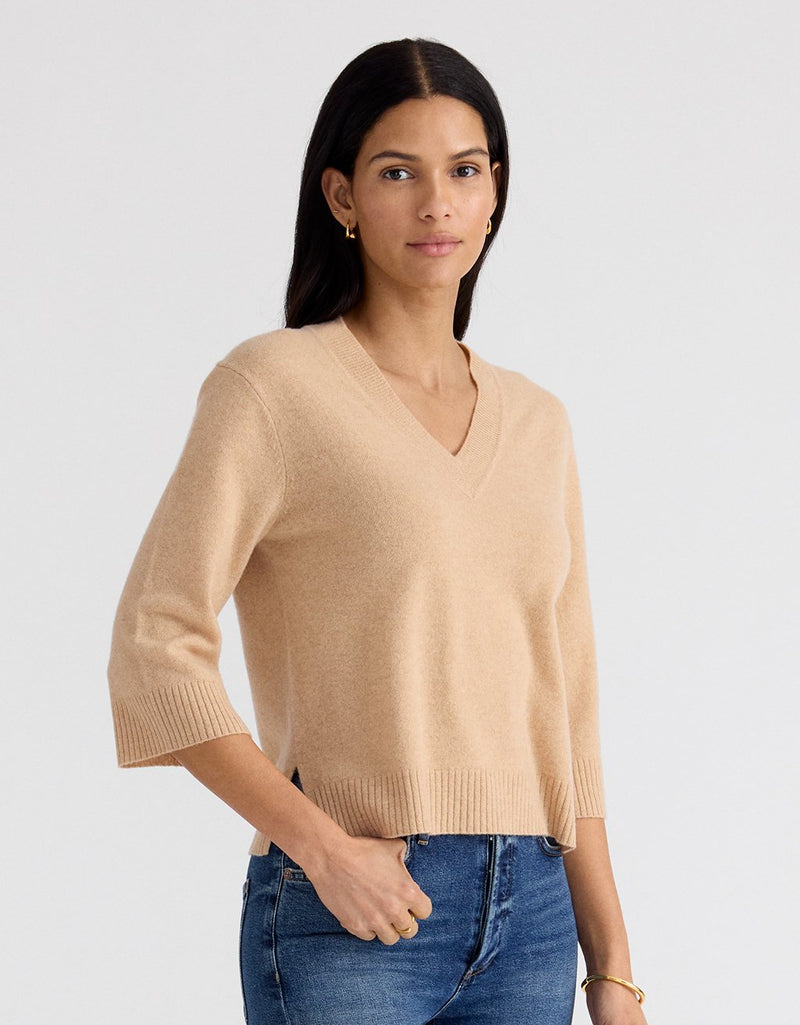 Unsubscribed Everyday-Weight Cashmere Boxy V-Neck Sweater