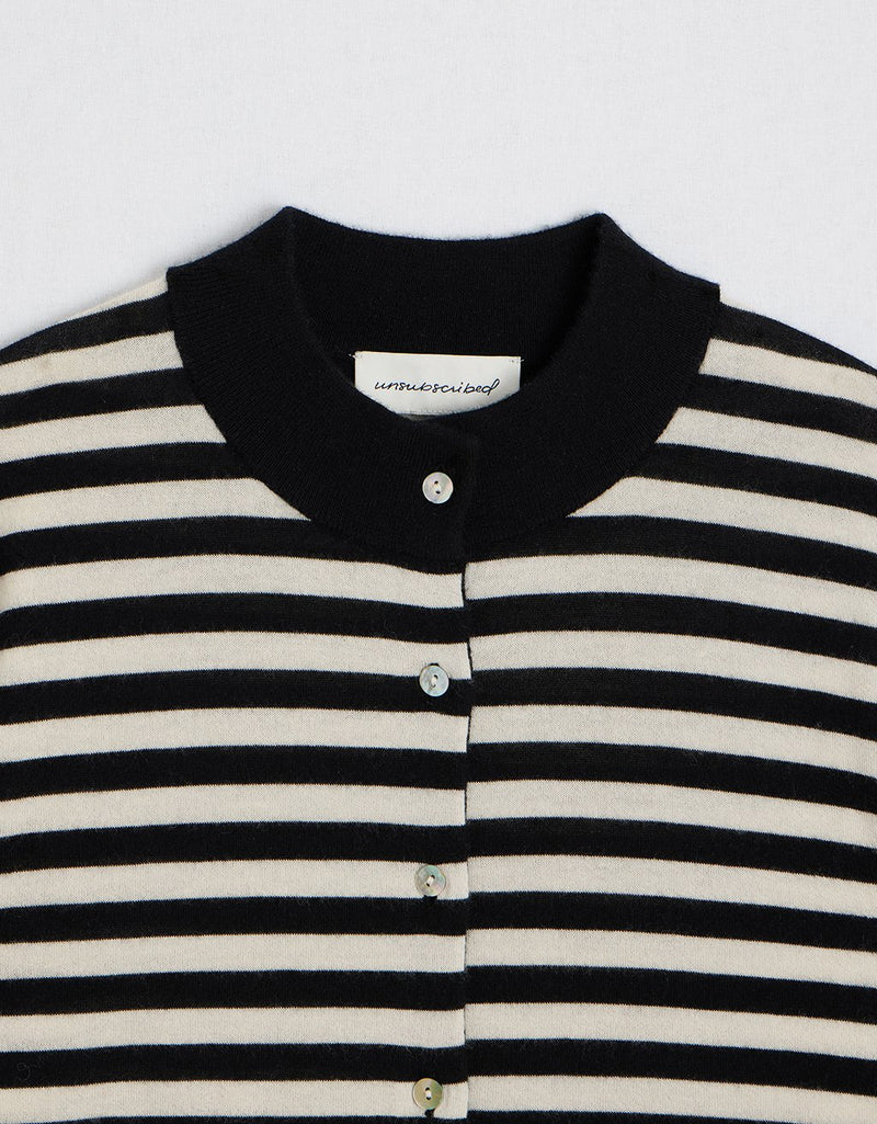 Unsubscribed Whisper-weight Cashmere Stripe Cardigan