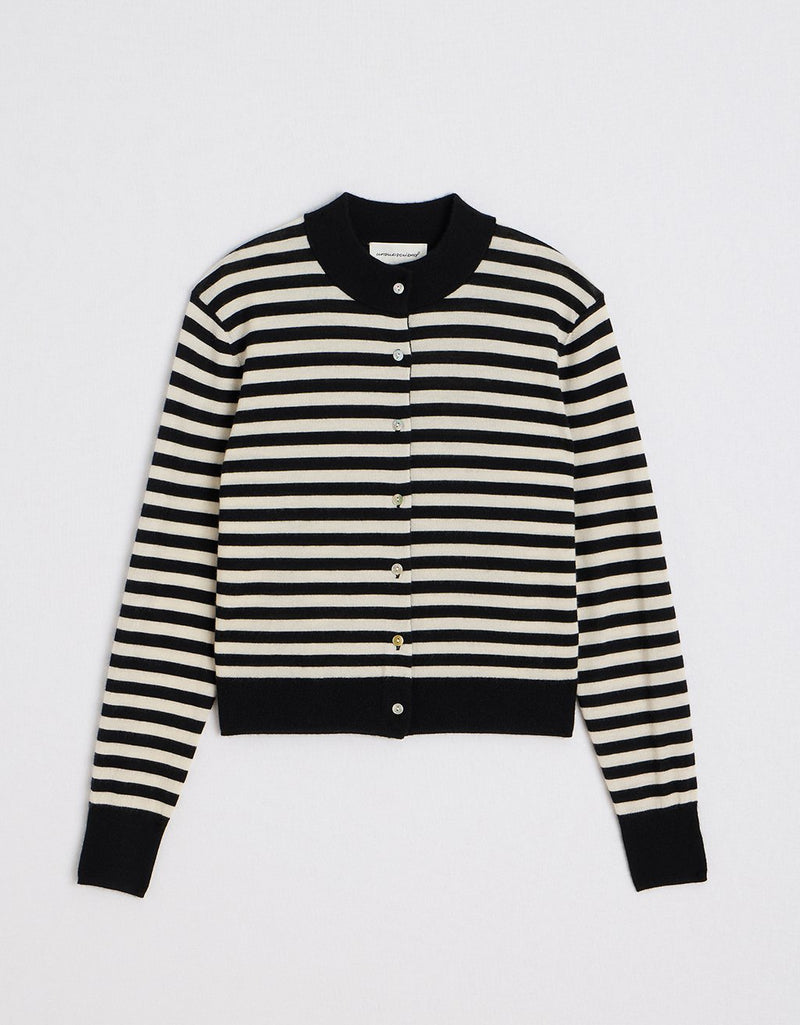 Unsubscribed Whisper-weight Cashmere Stripe Cardigan