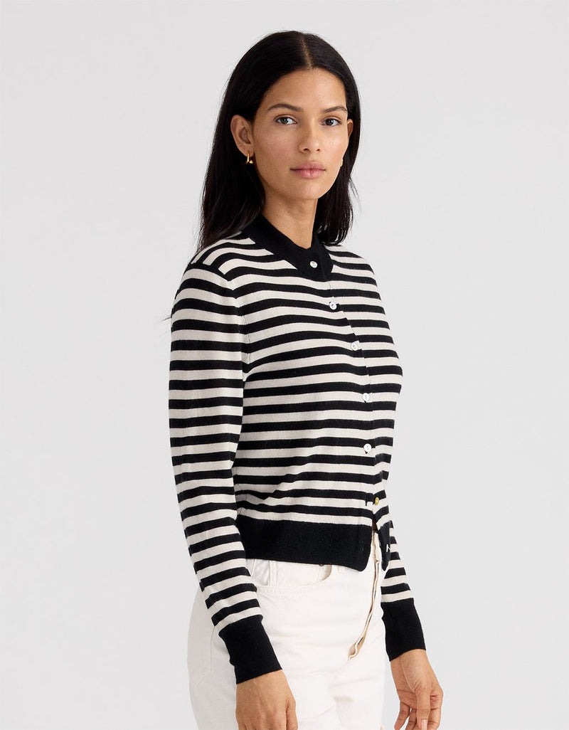 Unsubscribed Whisper-weight Cashmere Stripe Cardigan