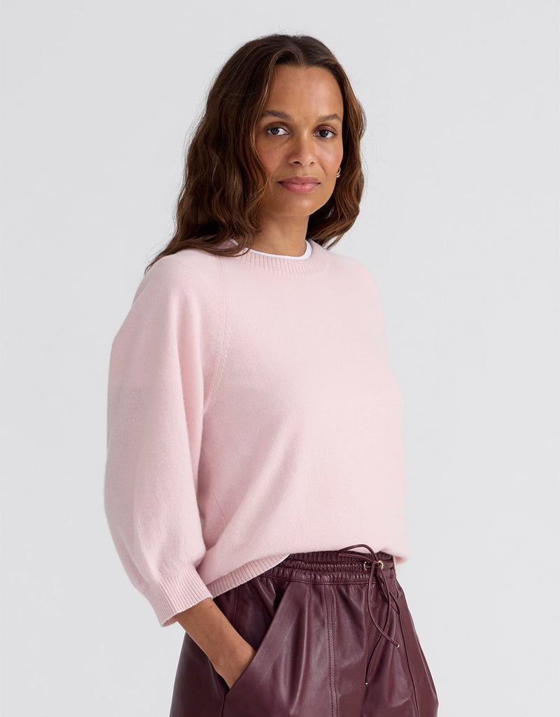 Unsubscribed Everyday-Weight Cashmere Puff Sleeve Sweater