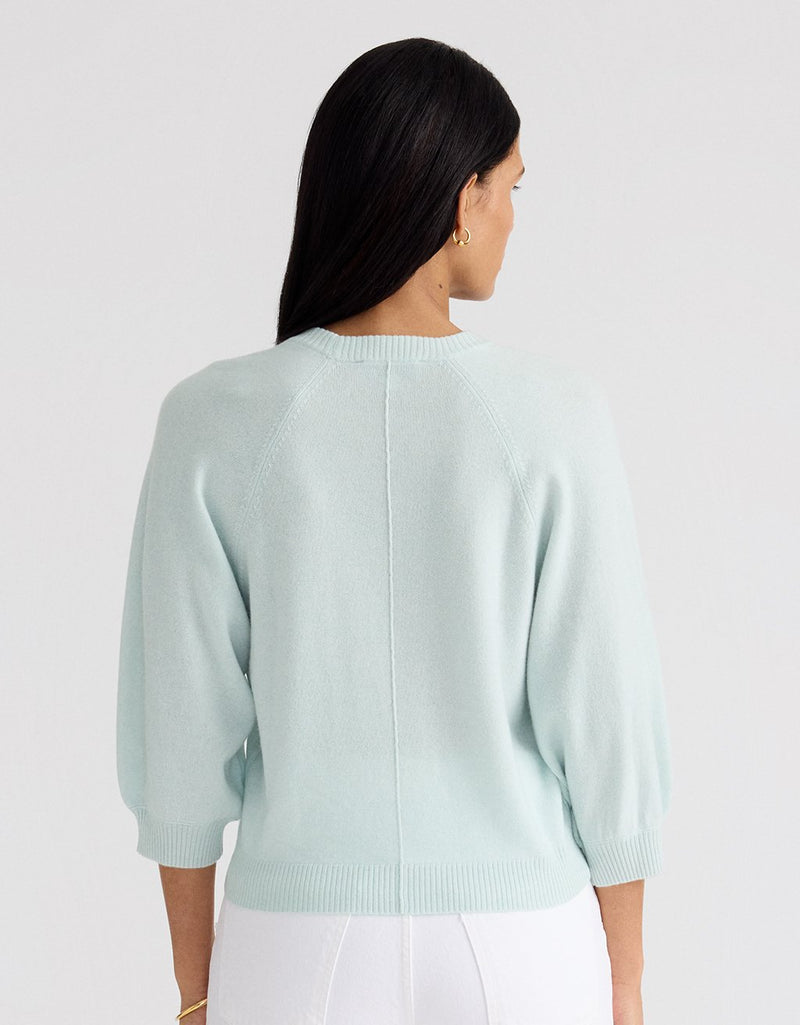 Unsubscribed Everyday-Weight Cashmere Puff Sleeve Sweater