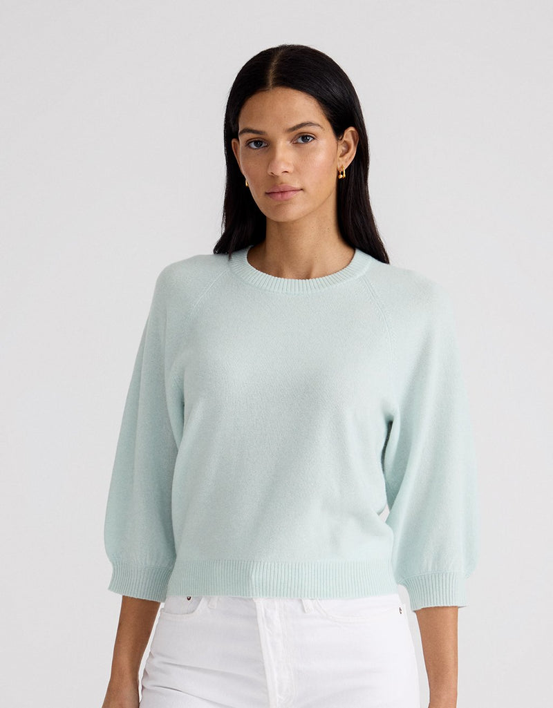 Unsubscribed Everyday-Weight Cashmere Puff Sleeve Sweater