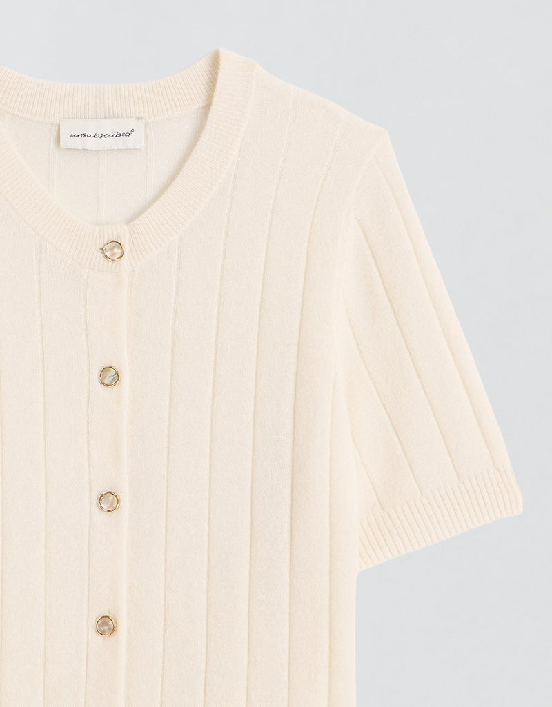 Unsubscribed Everyday-Weight Cashmere Short-Sleeve Cardigan