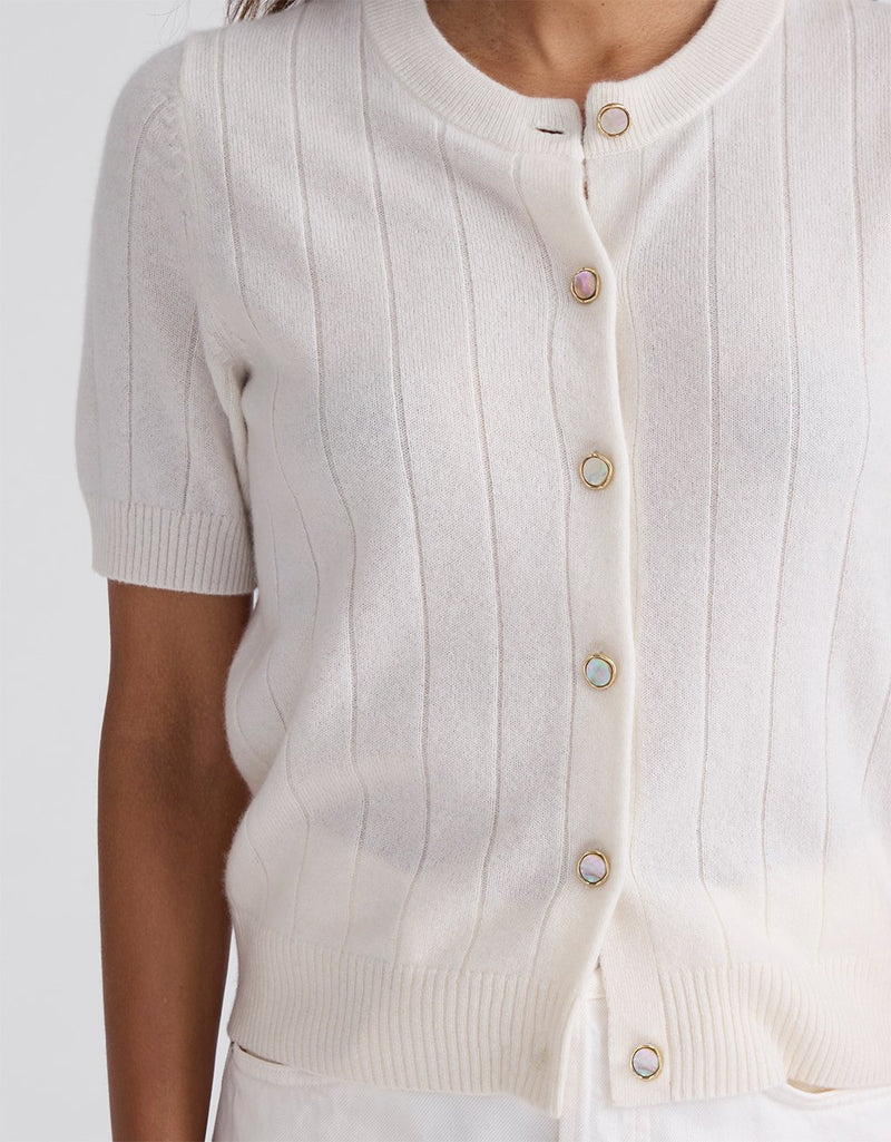 Unsubscribed Everyday-Weight Cashmere Short-Sleeve Cardigan