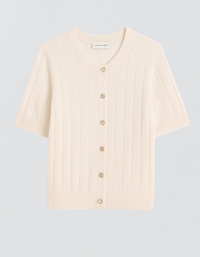 Unsubscribed Everyday-Weight Cashmere Short-Sleeve Cardigan