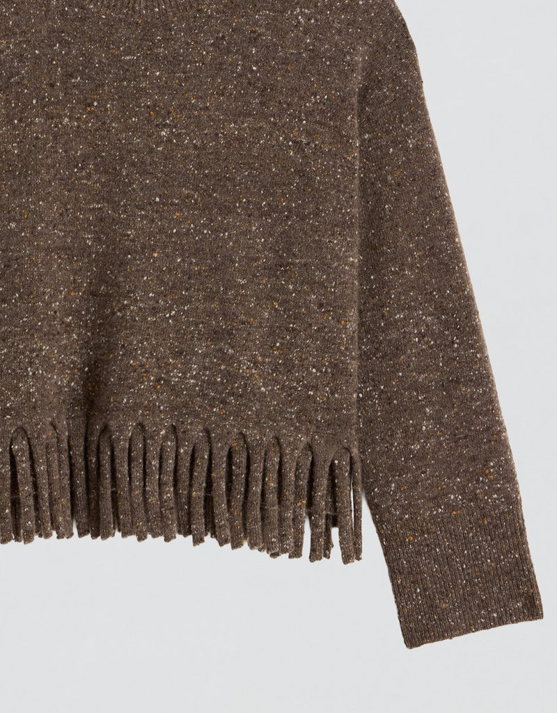 Unsubscribed Donegal Tweed Fringed Sweater