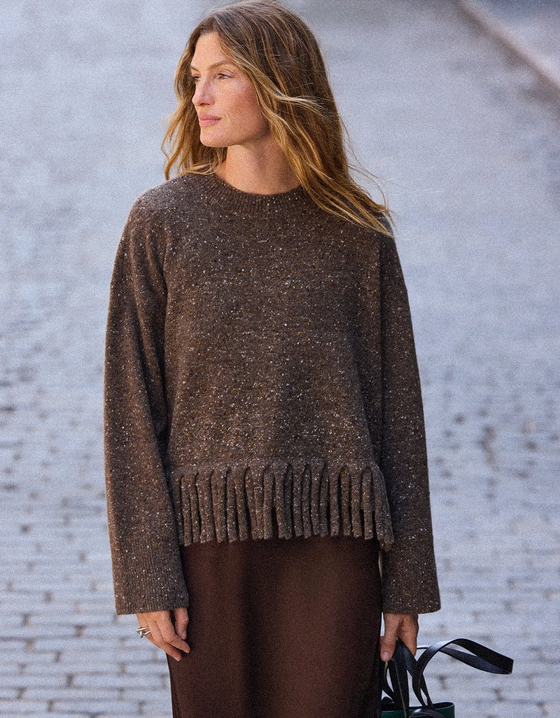 Unsubscribed Donegal Tweed Fringed Sweater