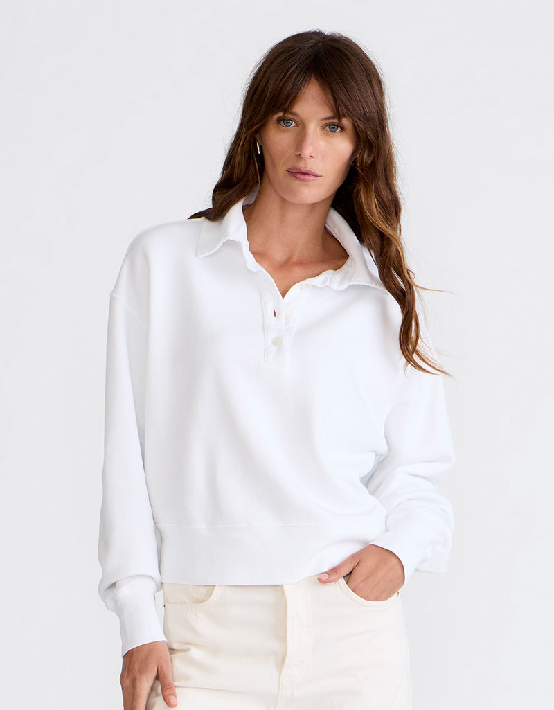 Unsubscribed French Terry Button Polo Sweatshirt