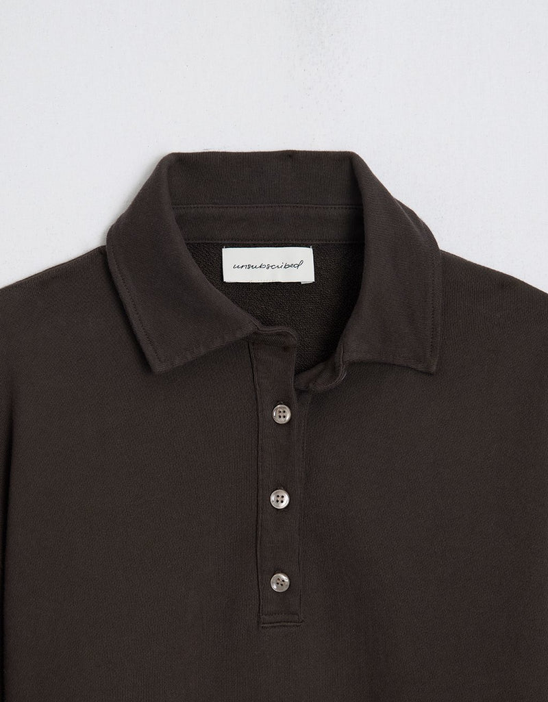 Unsubscribed French Terry Button Polo Sweatshirt