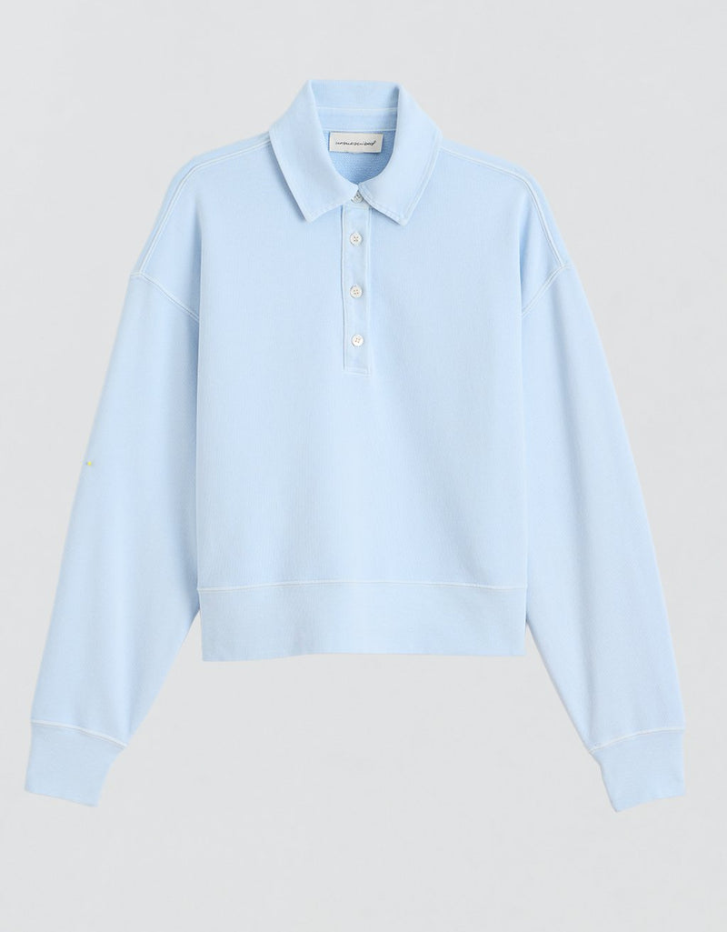 Unsubscribed French Terry Button Polo Sweatshirt