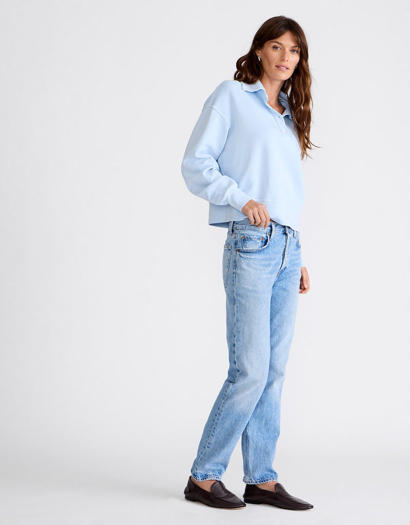 Unsubscribed French Terry Button Polo Sweatshirt