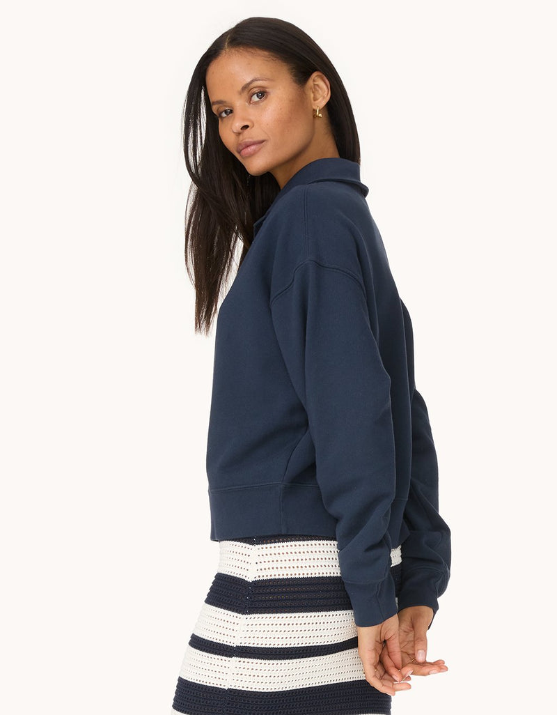 Unsubscribed French Terry Button Polo Sweatshirt