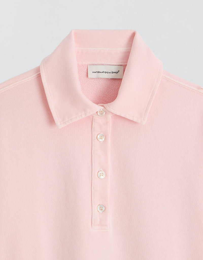 Unsubscribed French Terry Button Polo Sweatshirt