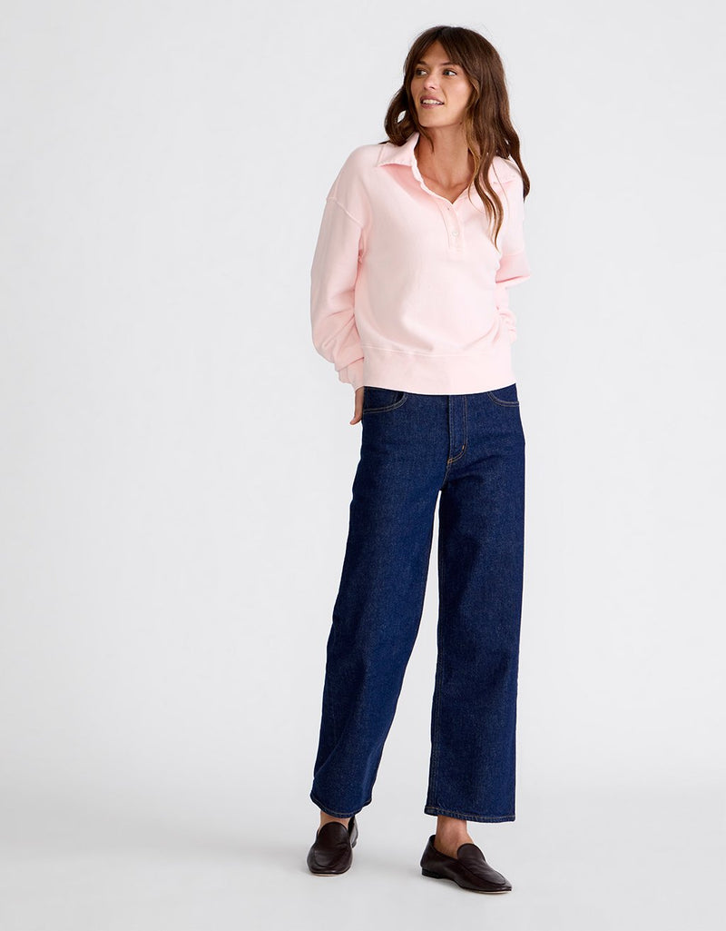 Unsubscribed French Terry Button Polo Sweatshirt
