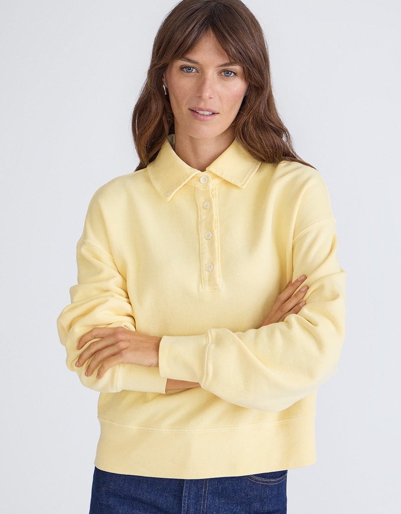 Unsubscribed French Terry Button Polo Sweatshirt
