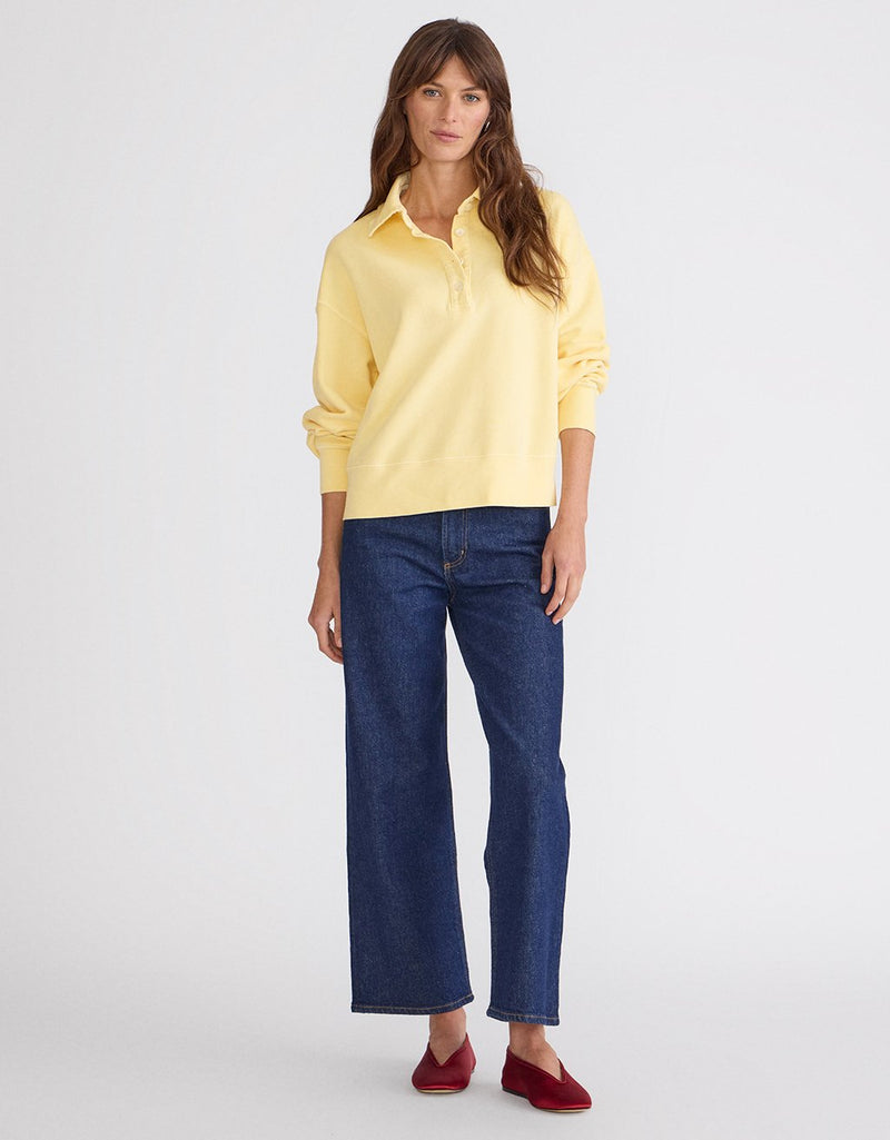 Unsubscribed French Terry Button Polo Sweatshirt